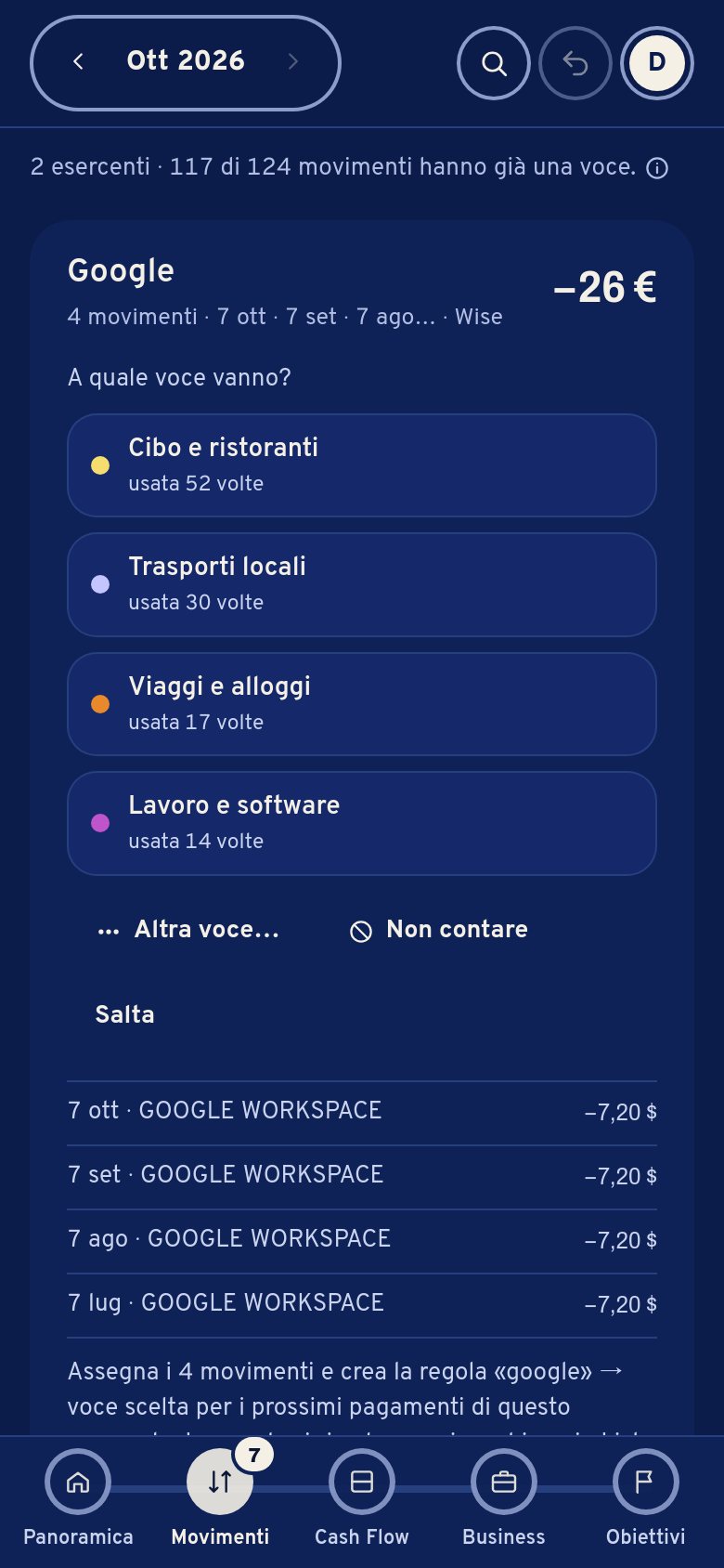 Smista: Amazon, tre movimenti, con le voci proposte a cui assegnarli.